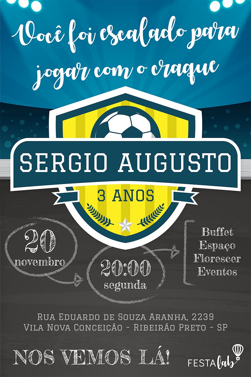 Criar convite de aniversário - Convite Futebol| FestaLab
