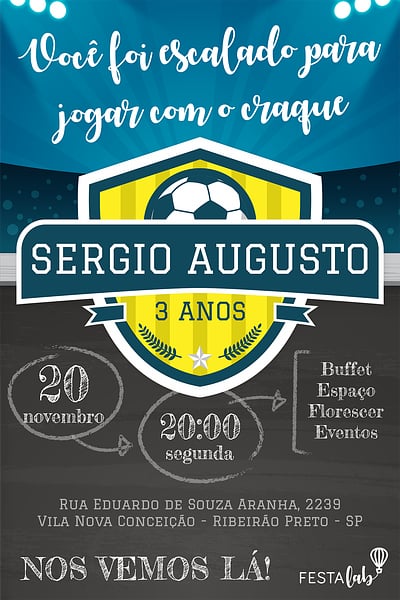 Modelo de Convite de Aniversario - Futebol Convite Futebol grátis para editar