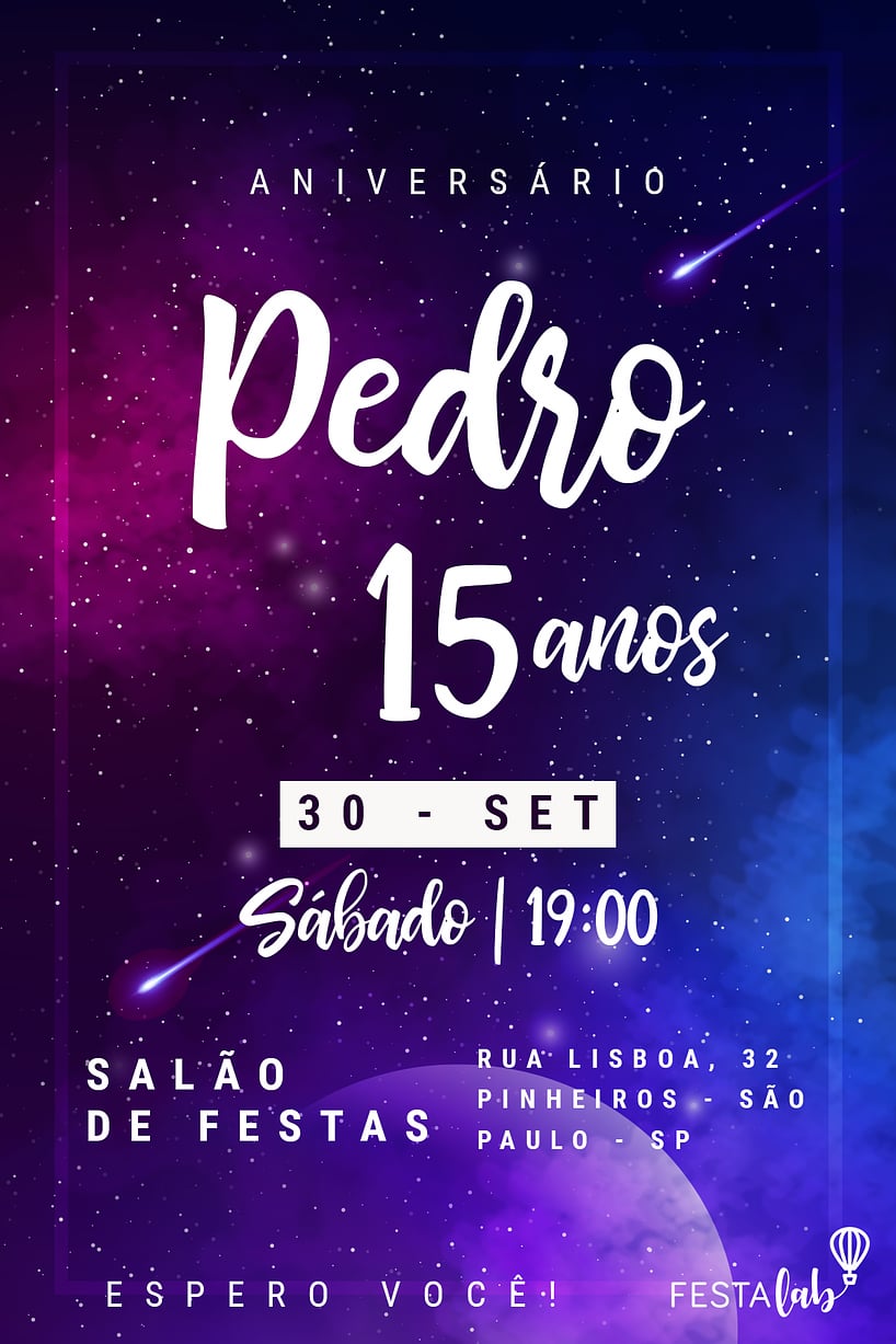 Convite de Aniversario - Galaxia