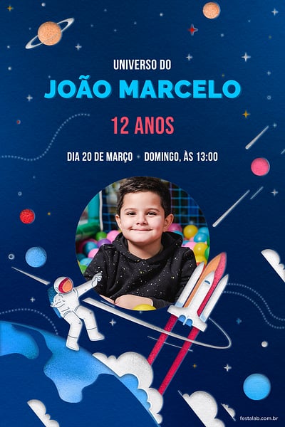 Modelo de Convite de Aniversario - Galaxia Azul Criar convite de aniversário - Galáxia Azul| FestaLab