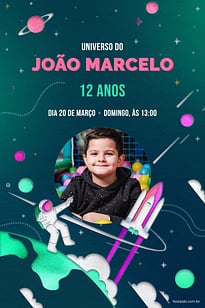 Convite Galáxia Verde grátis para editar