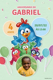 Modelo de Convite de Aniversario - Galinha Pintadinha verde Convite Galinha Pintadinha verde grátis para editar