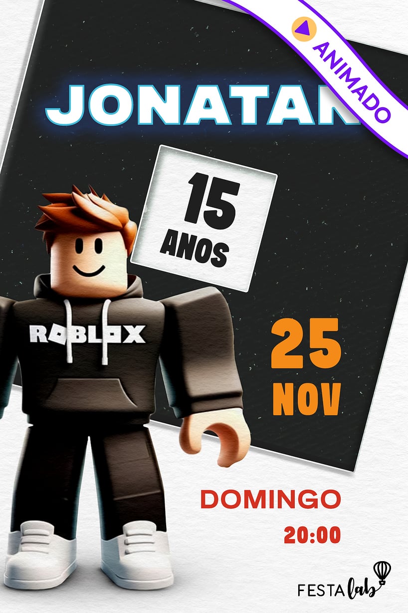 Convite Garoto Roblox grátis para editar