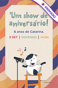 Modelo de Convite de Aniversario - Gatinho Convite Gatinho grátis para editar