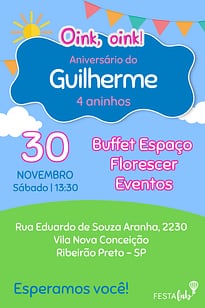Modelo de Convite de Aniversario - George Pig Convite George Pig grátis para editar