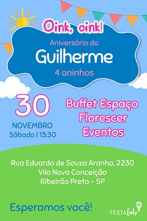 Modelo de Convite de Aniversario - George Pig Convite de Aniversario - George Pig
