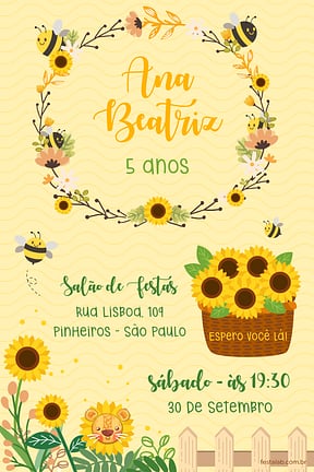 Convite de Aniversario - Girassol
