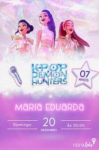 Modelo de Convite de Aniversario - Guerreiras Kpop Convite Guerreiras Kpop grátis para editar
