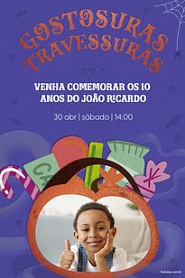 Modelo de Convite de Aniversario - Halloween Abobora Convite Halloween Abóbora grátis para editar