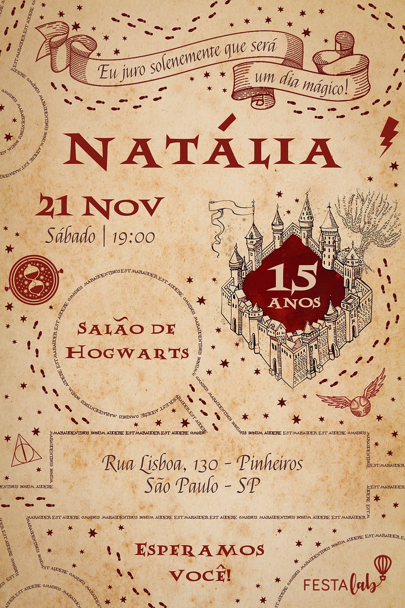 Convite de Aniversario - Harry Potter