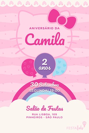 Convite de Aniversario - Hello Kitty