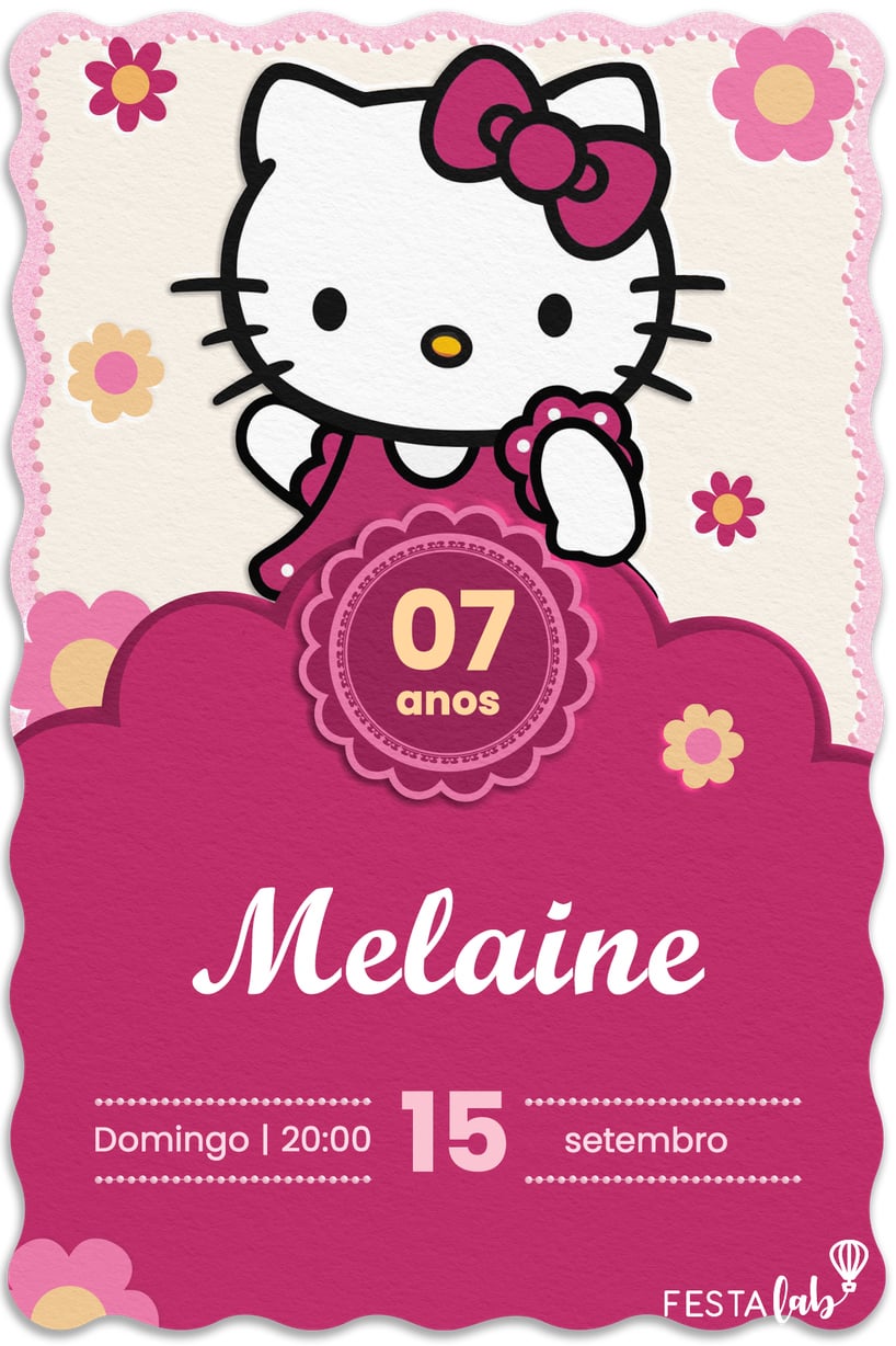 Criar convite de aniversário - Hello Kitty Pink| FestaLab