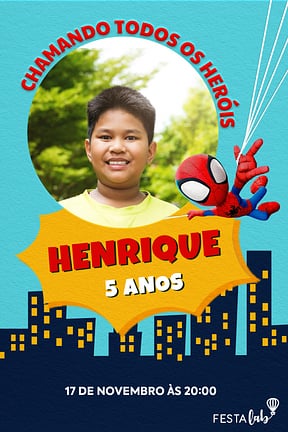 Modelo de Convite de Aniversario - Hero?i da Teia Convite de Aniversario - Hero?i da Teia