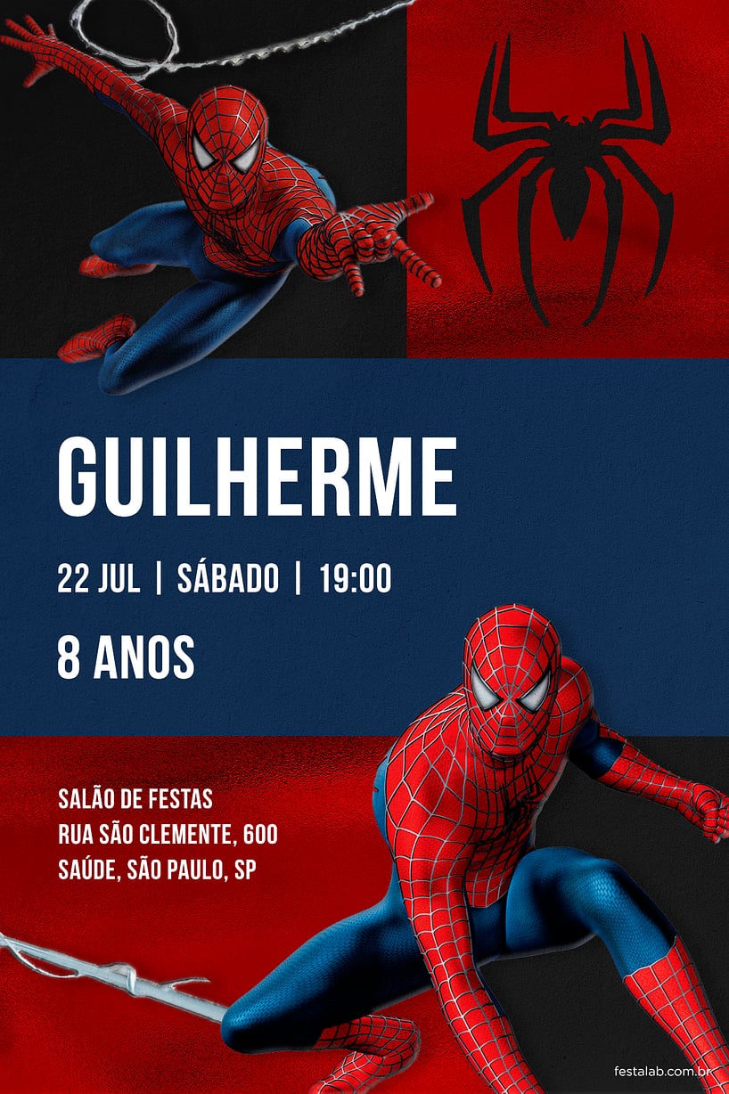 Convite de Aniversario - Homem Aranha