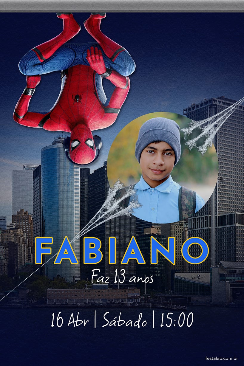 Convite Homem Aranha Azul grátis para editar