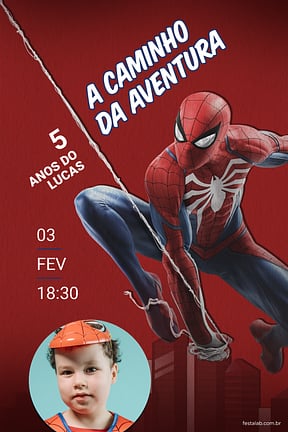 Modelo de Convite de Aniversario - Homem aranha em acao Convite de Aniversario - Homem aranha em acao