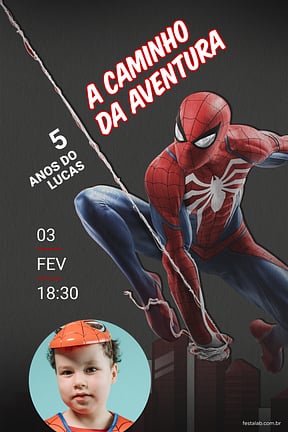 Modelo de Convite de Aniversario - Homem aranha em acao escuro Convite de Aniversario - Homem aranha em acao escuro