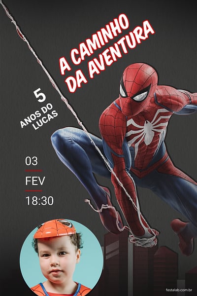 Modelo de Convite de Aniversario - Homem aranha em acao escuro Convite Homem aranha em ação escuro grátis para editar