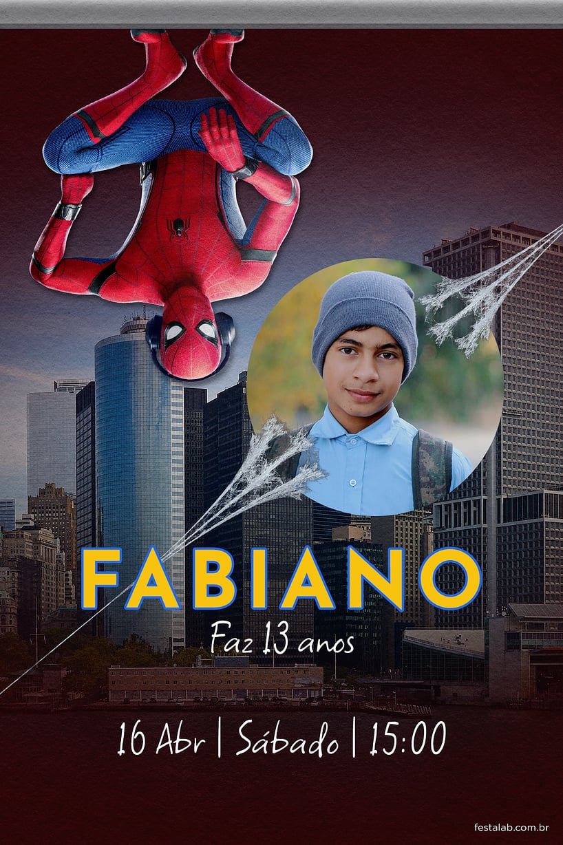 Convite do Homem aranha para editar e imprimir grátis - Festa Free