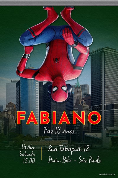 Modelo de Convite de Aniversario - Homem Aranha Verde Convite Homem Aranha Verde grátis para editar