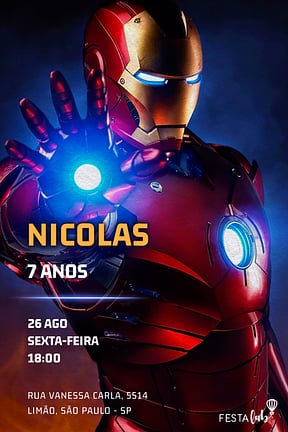 Modelo de Convite de Aniversario - Homem de Ferro Convite de Aniversario - Homem de Ferro