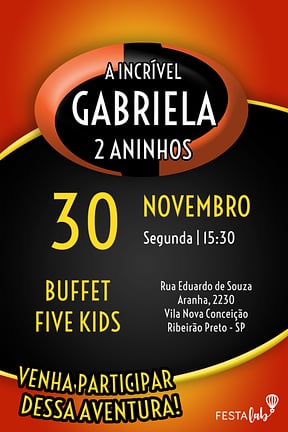 Convite de Aniversario - Incriveis