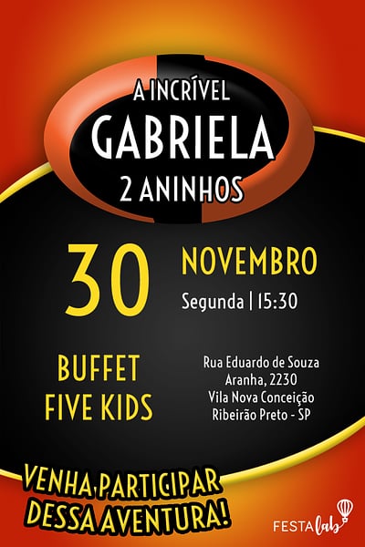 Criar convite de aniversário - Incríveis| FestaLab