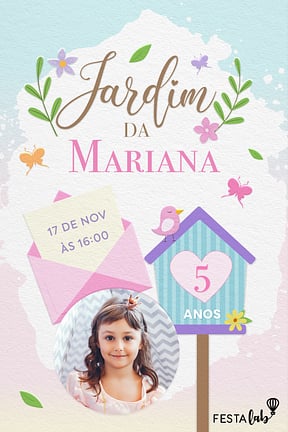 Modelo de Convite de Aniversario - Jardim das borboletas Convite de Aniversario - Jardim das borboletas
