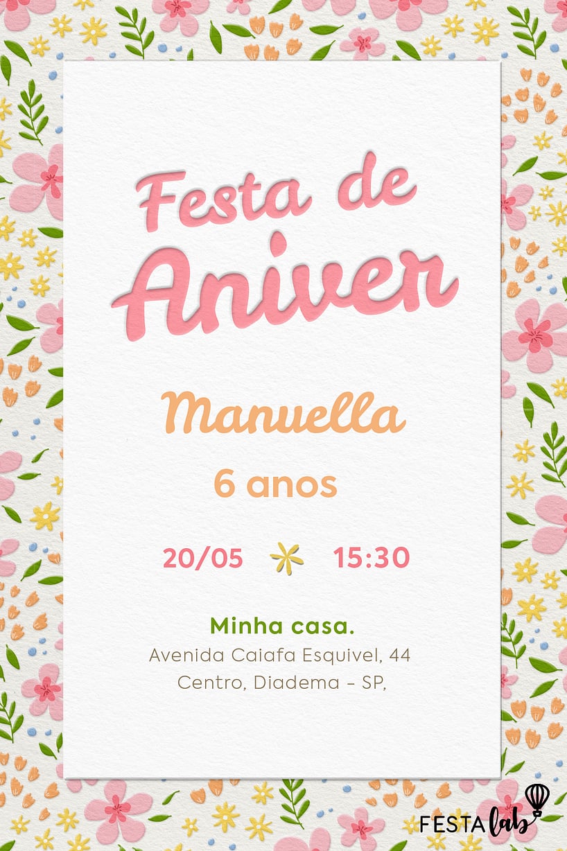 Criar convite de aniversário - Jardim de Alegria| FestaLab