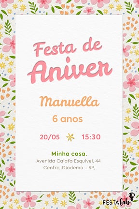 Modelo de Convite de Aniversario - Jardim de Alegria Convite de Aniversario - Jardim de Alegria