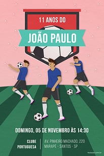 Convite Jogador Rosa grátis para editar