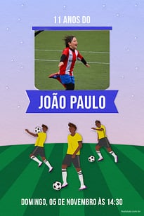 Convite Jogador roxo grátis para editar