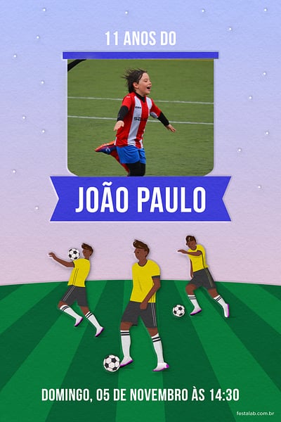 Modelo de Convite de Aniversario - Jogador roxo Convite Jogador roxo grátis para editar