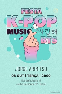 Modelo de Convite de Aniversario - Kpop Convite Kpop grátis para editar