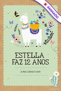 Convite Lhama Tradicional grátis para editar