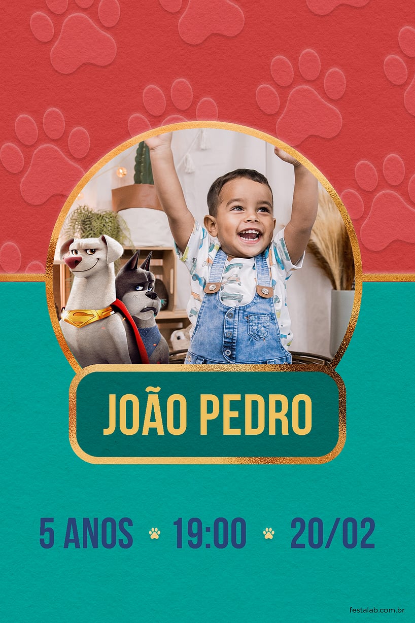 Convite Super pets Vermelho grátis para editar