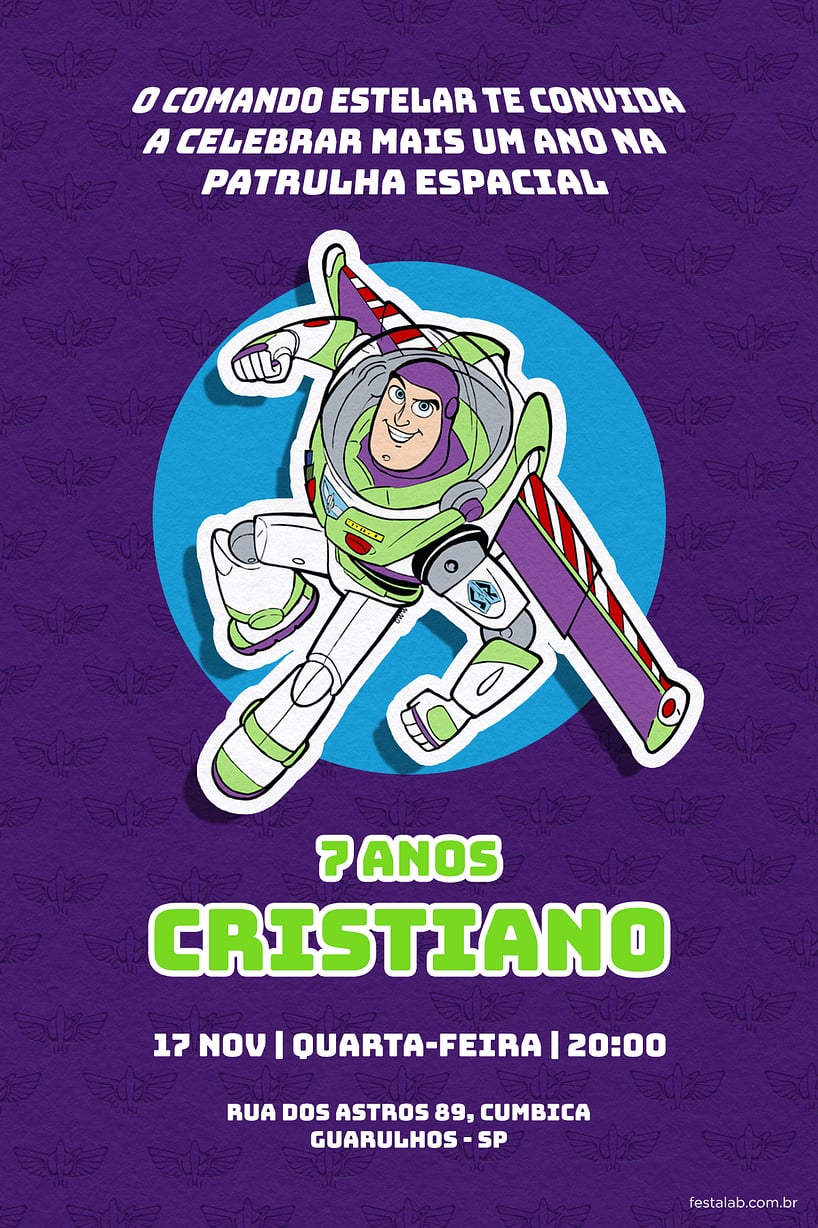 Convite de Aniversario - Lightyear