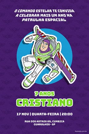 Modelo de Convite de Aniversario - Lightyear Convite de Aniversario - Lightyear