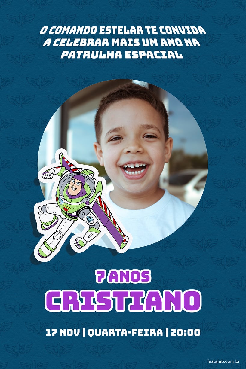 Convite Lightyear Azul grátis para editar