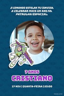 Modelo de Convite de Aniversario - Lightyear Azul Convite Lightyear Azul grátis para editar