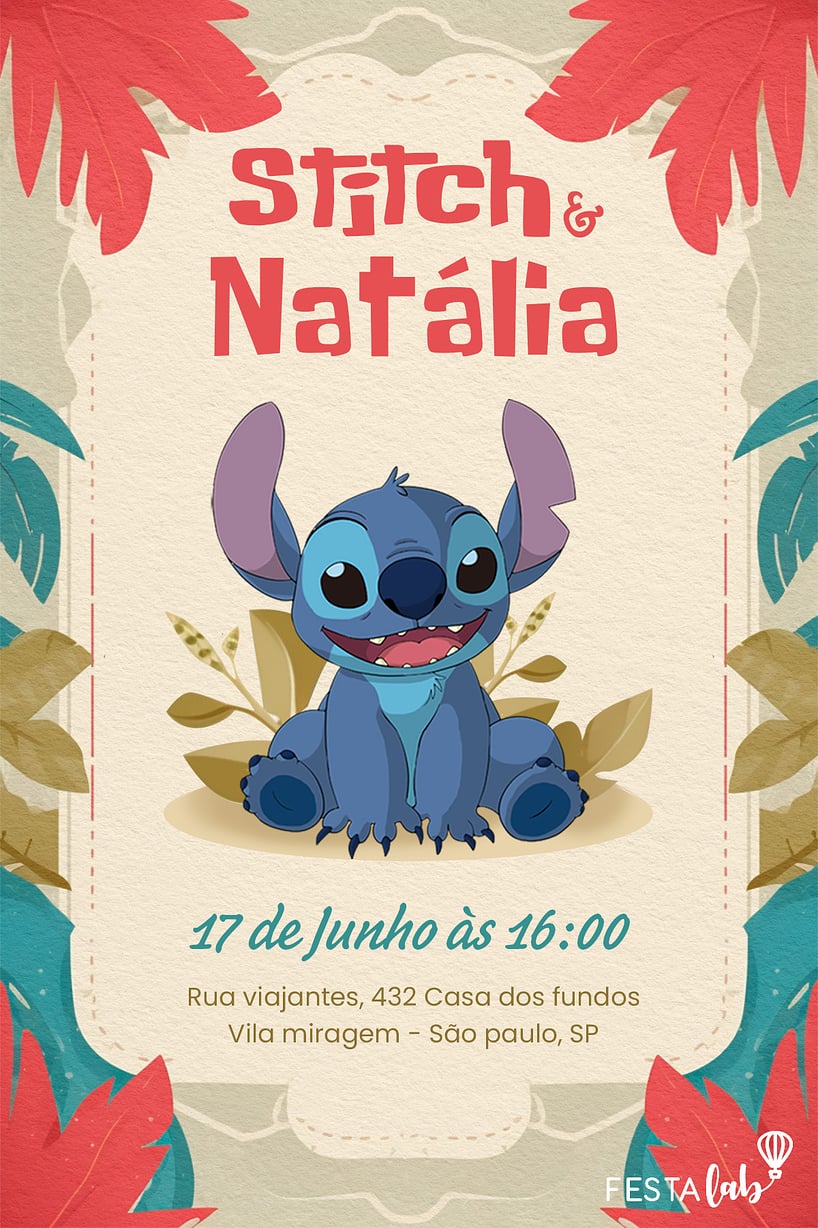Criar convite de aniversário - Lilo e Stitch| FestaLab