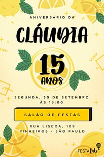 Modelo de Convite de Aniversario - Limao Siciliano Convite Limão Siciliano grátis para editar