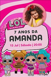 Modelo de Convite de Aniversario - L.O.L Surprise Convite L.O.L Surprise grátis para editar