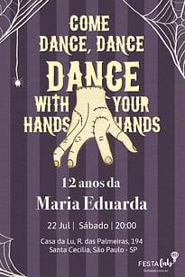 Convite Mãozinha Addams grátis para editar