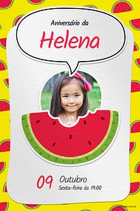 Convite Melancia da magali amarelo grátis para editar