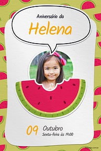 Modelo de Convite de Aniversario - Melancia da magali verde Convite Melancia da magali verde grátis para editar