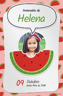 Modelo de Convite de Aniversario - Melancia da magali vermelho Convite Melancia da magali vermelho grátis para editar
