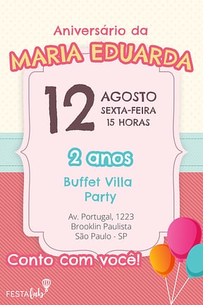 Convite de Aniversario - Menina