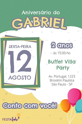 Convite de Aniversario - Menino