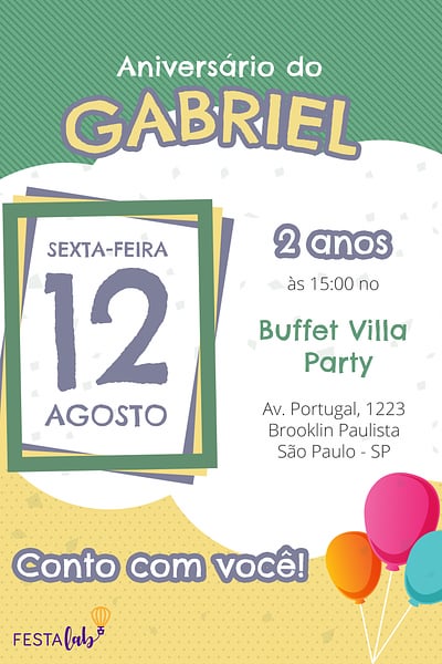Modelo de Convite de Aniversario - Menino Criar convite de aniversário - Menino| FestaLab